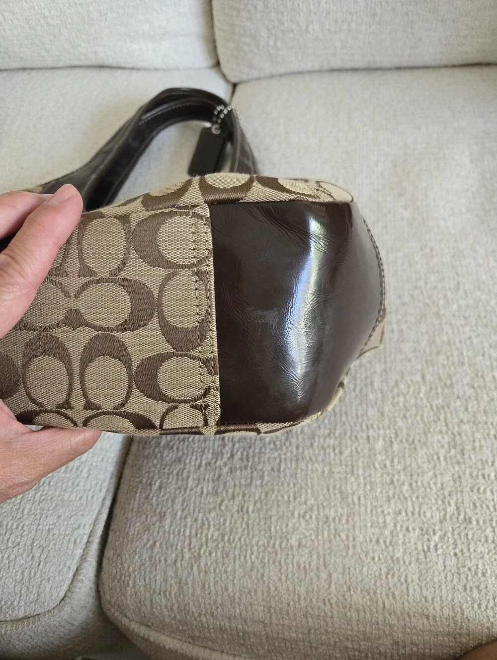 Coach Ergo Signature Pleated Frame Kisslock Handbag EUC